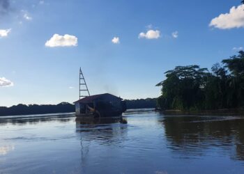 Balsas mineras en el rio Madre de Dios